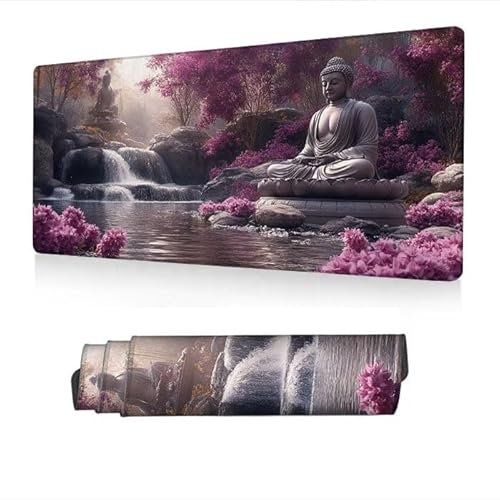 Tapis de Souris XXL 1400x600x3mm, Tapis Souris Violet Mousepad Imperméable, Zen Mouse Pad avec Base Antidérapant, Desk Mat avec Bords Surpiqués, Deco Bureau, Gaming Accessoire, Cadeaux Hommes S1-84