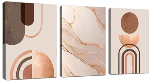 WENGTIAO 3 Pezzi Stampa su Tela Minimalista Marmo Oro Rosa Con Cornice Quadro su Tela Pittura astratta linee geometriche Quadro Moderno Soggiorno Camera da Letto Decorazioni Parete 30x40cmx3