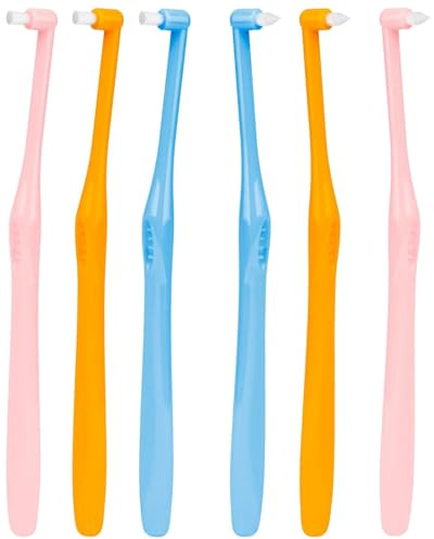 CULEB Lot de 6 Brosses à Dents Touffetées,Brosses à Dents Pointues et Rondes,Brosse à Dents Interdentaire Simple Touffeté pour le Nettoyage des Dents,Brosse à Fentes Pour Appareils Dentaires