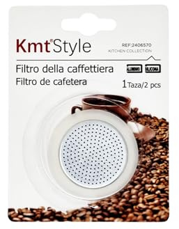 Paquete de recambios: 1 junta de silicona + 1 filtro de aluminio compatibles con cafeteras para cafeteras Moka de 1 taza
