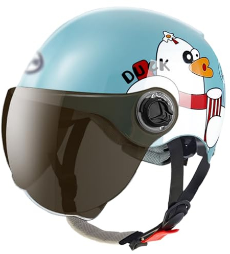 Casco De Ciclomotor para Niños, Casco Jet De Motocicleta con Visera Solar para Niños Y Niñas De 4 A 12 Años, Casco Abierto Homologado Según La Norma ECE 22.06 I,55-58cm