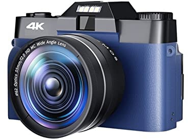 JOJIDE Vlog Camera, Obiettivo macro grandangolare Fotocamera digitale Ruota schermo Videocamera 48MP 4K Messa a fuoco automatica Webcam Registratore fotografico vintage(64G TF CARD,NA-U600-LT)