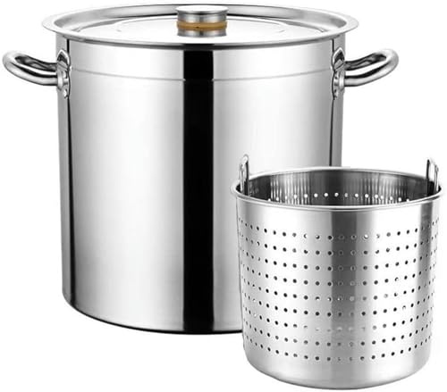 Générique Marmite Commerciale Robuste en Acier Inoxydable 27/45/63 pintes - Idéale pour la friture des écrevisses, des Fruits de mer, de la Dinde et la Soupe - Essentiel pour la Cuisine en Plein air,