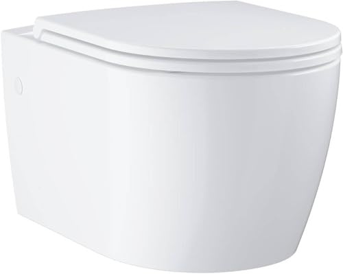 GROHE Start Round, Wand WC-Set (für Unterputz-Spülkästen, spülrandlos, mit Soft-Close Deckel, werkzeuglos abnehmbar, inkl. Befestigungsset, Spülmenge 3/5 l), alpinweiß, 103848SH00