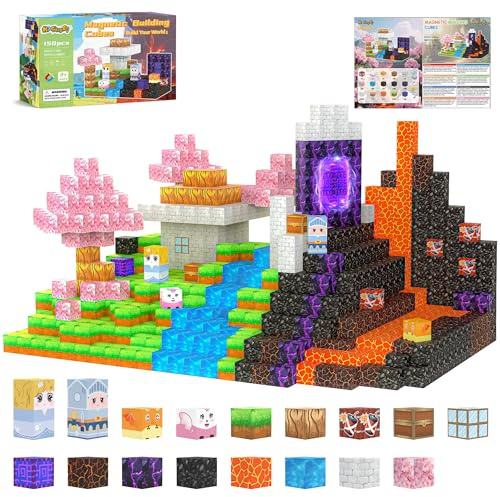 HISHOPTOY Blocs de Construction magnétiques 150 pièces Jouets Enfants Cadeau d'anniversaire à partir de 3 4 5 6 7 8 9 Ans Montessori STIM Jouets créatifs pour Enfants Monde