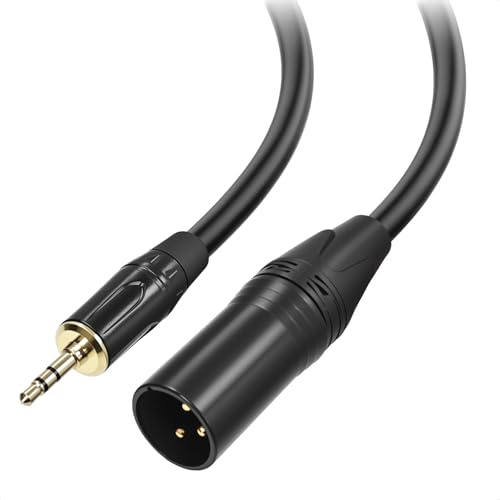 Cyberguys! 3.5mm to XLR Cable, 1/8 to XLR Male Audio Cord, TRS Jack Connector, Nickel-Plated with PVC Jacket, Balanced Cable for Mixer, Powered Speaker, Microphone, Sound Card, Studio Equipment, 6ft
