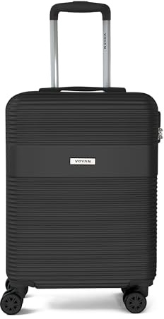 VOYAN Maleta Cabina 55x40x20 Bio, Trolley Rígido ABS Lightweight con Ruedas Dobles 360°, Carcasa Dura Ligera y Cerradura de Seguridad, Equipaje de Mano para Viajes en Avión, Negro