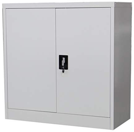 Fleda TRADING Armadio Metallico da Ufficio, Grigio con Ante Battenti e Serratura, 1 Ripiano Regolabile, 100x45x90 cm, per Archivio e Magazzino
