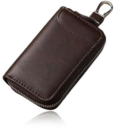 Schlüsseltasche Leder mit Münzfach für Damen und Herren, Echtleder Schlüsseletui, Autoschlüssel RFID Schutz,autoschlüssel Schutz Keyless