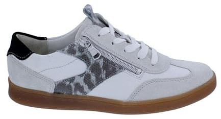 Waldläufer H-Daisy 704005-402-297 Baskets avec semelle intérieure interchangeable en daim et cuir lisse, blanc crème avec noir, largeur H Blanc, Blanc., 39 EU Large