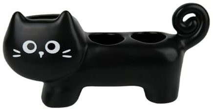 Base per spazzolino da denti a forma di gatto, supporto per spazzolino elettrico a 3 fori, portaspazzolino elettrico, porta dentifricio per la casa (nero)