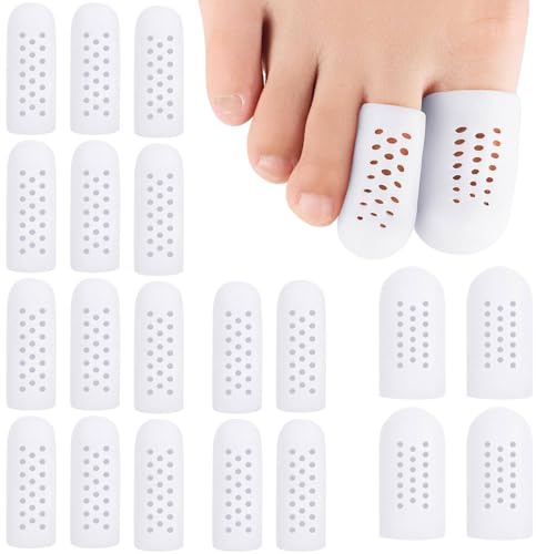 20 Pezzi Proteggi Dita Piedi in Silicone, Protezione Dita Piedi Traspirante per Vesciche, Calli e Duroni, Copri Dita Piedi per Alluce e Mignolo, Kit 2 Taglie (4 Grandi + 16 Piccoli), Bianco