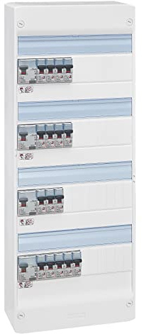 LEGRAND - Tableau Électrique Pré-équipé 4 Rangées Drivia - Equipé de Disjoncteurs et Interrupteurs Différentiels - Pour Logement T6 - Fabriqué En France - Blanc