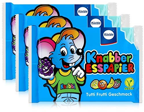 Küchle Knabber Esspapier blau Tutti Frutti Geschmack 25g Essoblaten (3er Pack)
