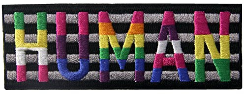 Aufnäher, bestickt, Design: LGBT HUMAN, zum Aufbügeln oder Aufnähen