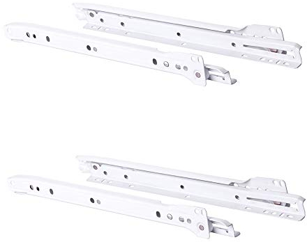 JUVA - Guide per cassetti in legno, 250 mm, in acciaio RAL 9003 bianco, portata 30 kg, 2 paia di guide estraibili per armadi da cucina