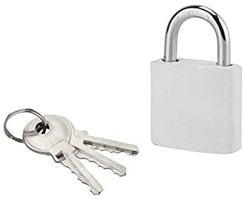 Lucchetto Fashion Leather, acciaio, interno, arco in acciaio, 30mm, bianco, 3 chiavi - THIRARD