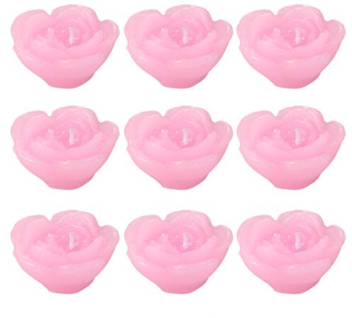 Uonlytech 12pièces Bougies Flottantes Roses Forme De Rose Decoration Mariage Et Fête Bougies Chauffe-plat Décoratives