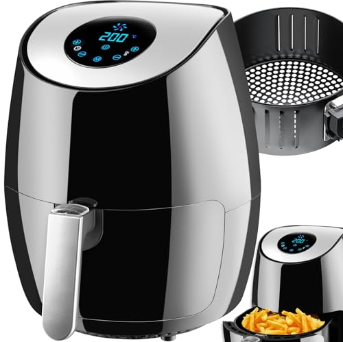 tectake® Friteuse sans huile 3,6L Airfryer Friteuse à air chaud Professionnelle 7 Programmes Ecran Tactile LED Appareil de cuisine Écran tactile Panier de friture amovible, Livre de recettes inclus