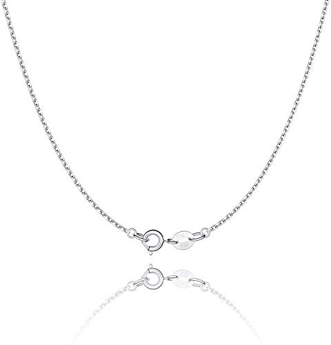 Jewlpire 925 Sterling Silver Chain Necklace Chain for Women, 1.1mm Cable Chain Necklace Upgraded Spring-Ring Clasp - Thin & Sturdy Women's Chains Necklaces 18 Inch