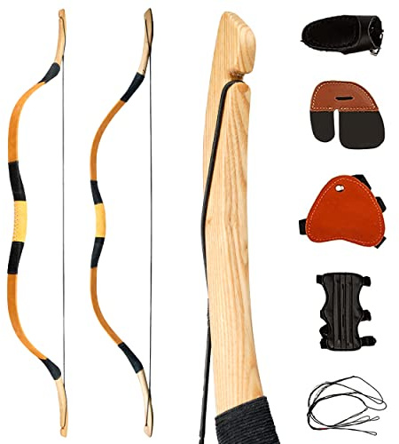 PMZ Archery Recurve Bow Set, 54 High-Performance Horse Bow for Hunting, Right Left Hand Traditional Turkish Bow for Youth Adults Beginners to Advanced Outdoor Practice & Hunting, 45lbs