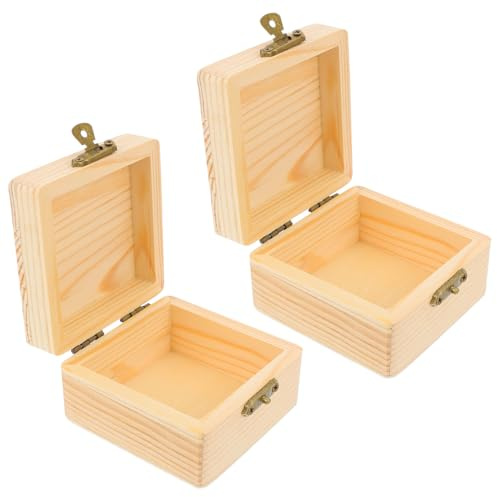 iplusmile Holzaufbewahrungsbox mit Deckel 8 x 8 x 4,5 cm – Verriegelungssicher für Schmuck & Süßigkeiten – für Geschenkverpackung, Bastelprojekte, Wohnzimmer & Schlafzimmer