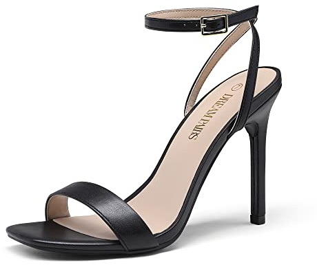 DREAM PAIRS Black Heels Women?s High Stilettos Sexy Open Toe Dress Shoes Ankle Strappy Wedding Party Club Dance Pumps Sandals Size 5 US SDHS2214W