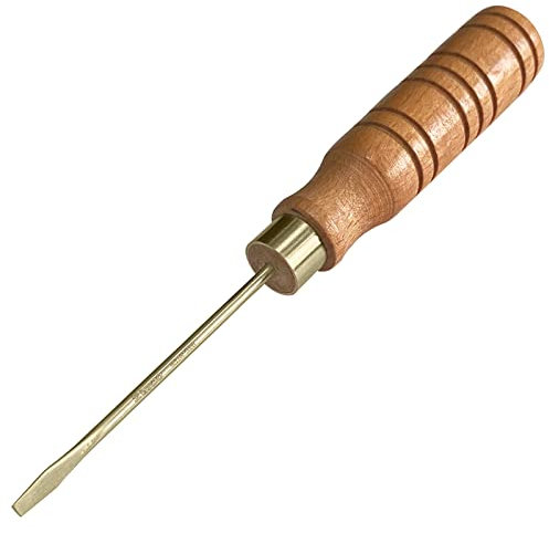 WEDO Tournevis à fente non étincelles avec poignée en bois, tournevis à tête plate de sécurité sans étincelles, bronze aluminium, norme DIN, certificat BAM et FM, 20,3 cm, 4 x 100 mm