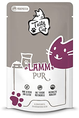 Tasty Cat Nassfutter für Katzen Mono Lamm pur 12 x 125g. | getreidefrei | zuckerfrei | Monoprotein