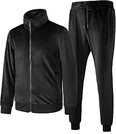 TONY BACKER Tuta Uomo In Pile Sportiva Con Chiusura Zip Completo Tuta In Casa (IT, Testo, XL, Regular, Regular, NERO-75)