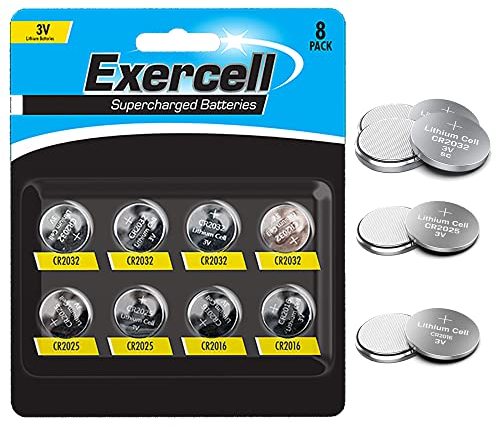 8 Pack Mixed 3V Button Cell Batteries – Includes 4x CR2032, 2x CR2025, 2x CR2016 – Ideal for Watches, Calculators, Remote Controls, Key Fobs & More – Reliable Power for Small Electronics