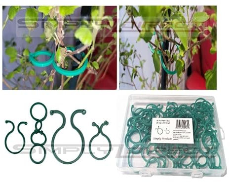 Simply Products 50pc Garden Plant Clips, Cane & Plant Support Clips, Twisty Plant Rings for Securing Plants/Stems Reusable, Can be used for Plants Indoor and Outdoor, Comes in 2 sizes 42mm & 25mm