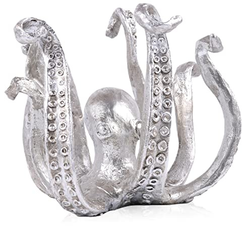 DOVDOV Octopus Cup Holder, Resin Octopus Coffee Cup Holder, Octopus Statue, Modern Silver Home Decor, Home bar Accessories, Funny Cup Holder, Jewelry Holder
