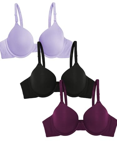 Fruit of The Loom Womens T-Shirt Bra, Lilac Whisper/Purple Velvet/Black, 38DDD US