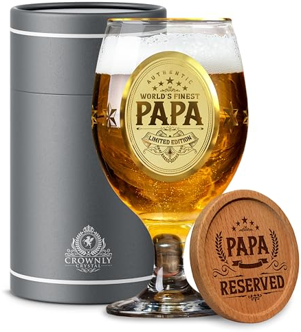 CROWNLY CRYSTAL® Vater Geburtstagsgeschenk für Papa Geschenk Personalisierte Geschenke Bier Geschenke für Männer Papa Geschenk Geburtstag Bester Papa Geschenke für Papa
