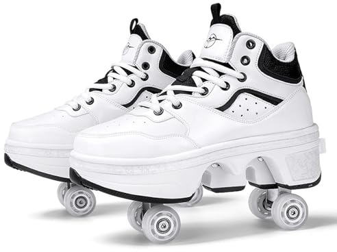 2 in 1 Schuhe mit Rädern, Rollschuhe Skateboard Schuhe, Multifunktionale Deformation Skate Schuhe, Outdoor Turnschuhe für Männer und Frauen,43