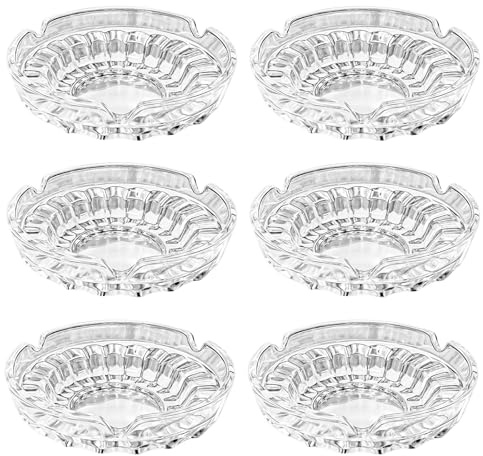 Qualsen 6 Pièces Cendrier rond en Verre taillé en cristal, Cendrier exterieur, Cendrier verre, Cendrier de poche, Cendrier original- Décoration de bar,maison, pub, restaurant (10.5cm)
