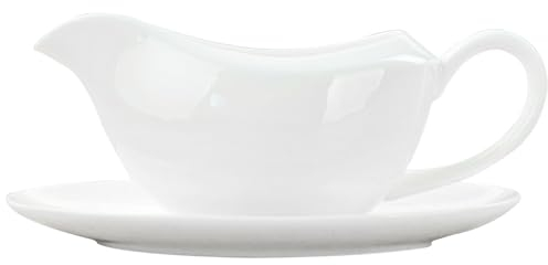 Gravy Boat with Saucer Gravy Container Gravyboat 420ml Ceramic Gravy Bowl Hotel Restaurant Gravy Jug with Handle Gravy Boat for Salad Dressing Black Pepper Sauce