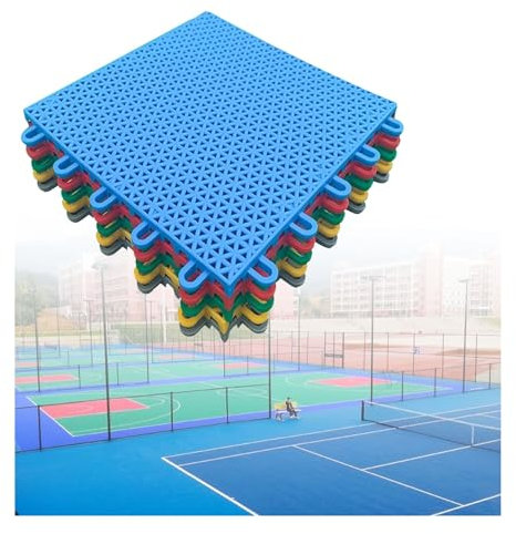 Tapis Caillebotis en Caoutchouc Carrelage De Sol À Emboîtement Modulaire De 25CM, Terrain De Basket-ball Extérieur, Terrain De Badminton, Carrelage De Terrain De Sport Résistant Aux Intempéries, DIY (