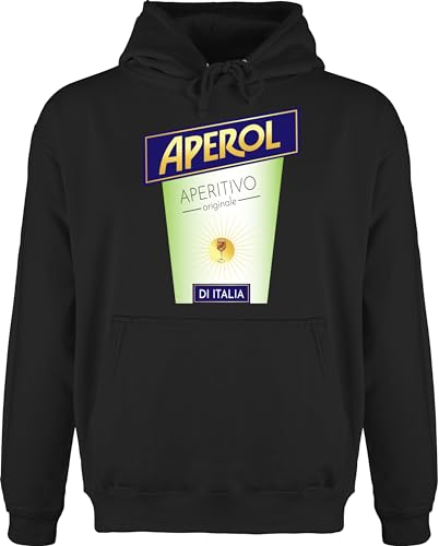 Hoodie Herren Pullover Männer - Karneval & Fasching - Aperol Aperitivo Kostüm Flaschen Verkleidung I - L - Schwarz - faschingspullover faschings getränk pulli outfit karnevals flasche oberteile