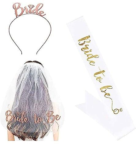 ZSYTF Schärpe für Junggesellinnenabschied, Stirnband, Schleier-Set, Brautschmuck, Hochzeit, Teeparty, Schleier für Frauen und Mädchen, Haar-Accessoire, 2, 160cm*9.5cm