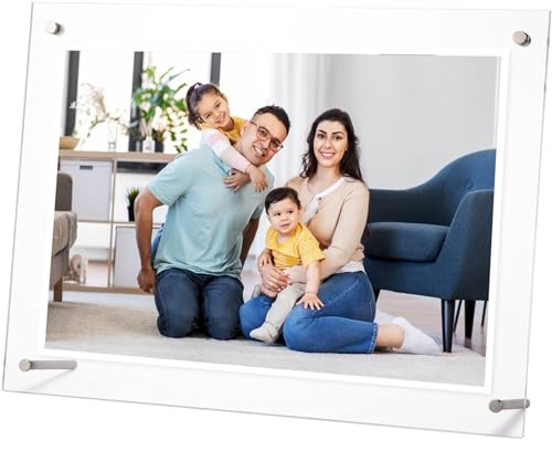 Xrten A4 Picture Frame,Self Adhesive Wall Picture Frames, Acrylic Frame with Clear Transparent,Double Sided For Paintings,Photos,Poster(Black)