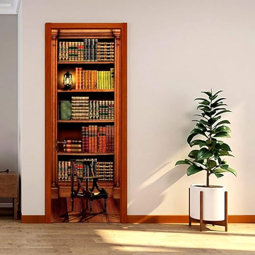 3D Türaufkleber Selbstklebend Türtapete Türfolie Bücherregal Bücher Petroleumlampe 95 X 215 Cm Selbstklebend Türfolie Poster Tapete Wandtattoo Tür Wandbild Aufkleber Schlafzimmer Bad Bü - Junge Mädch
