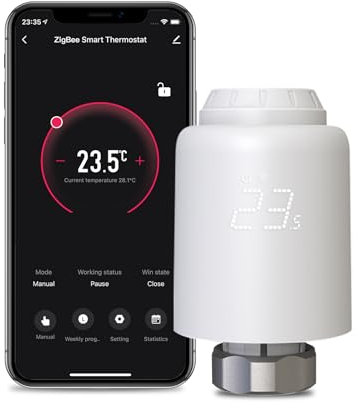 MOES Smart Radiator Thermostat, Smart Radiator Valve, Energy Saving,Display, Timer Remote Congtrol, Works with Alexa & Google Home, Requires MOES ZigBee Hub