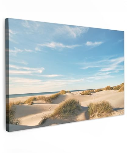 MuchoWow© Leinwände Groß XXL Wall Decoration Bilder für die Wand - Strand | 120x80 cm - Schlafzimmer Deko Pictures Canvas Painting Wanddekoration Wohnzimmer Dünen - Sommer - Landschaft - Meer
