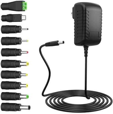 Cargador de 10 V, 1,8 A, 1,5 A, 1 A, 10,0 V, 1,0 A, adaptador de CA, fuente de alimentación conmutada de 18 W, CC 10 V, 1800 mA, 1500 mA, 1000 mA, 500 mA, cable transformador regulado con 10 enchufes