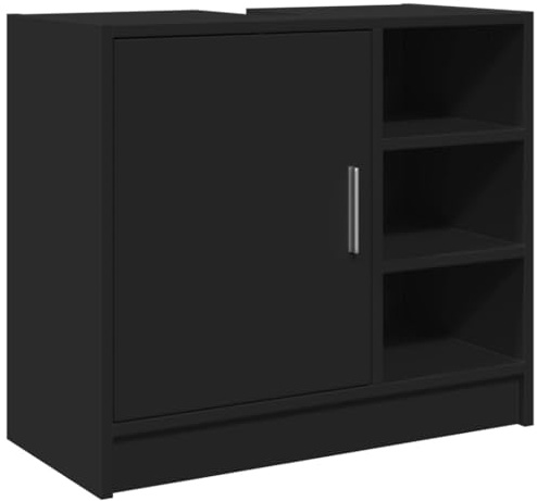 vidaXL Mobile Lavabo Nero 63x29x55 cm in Truciolato, Mobile Bagno, Mobile Contenitore Bagno, Mobile sottolavabo Bagno, armadietto Bagno