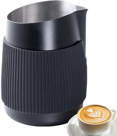 Espresso Steaming Pitcher, Cappuccino Frother Cup, Milk Frothing Jug, Stainless Steel Steaming Jar, 420ml Frothing Pitcher, Milk Steamer Jug 4.13 x 3.03 x 3.03 for Home, Outdoor Travel, Coffee Shops