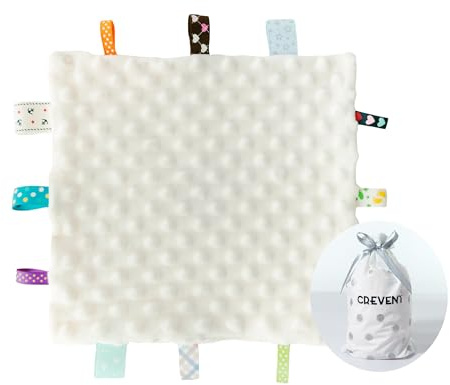 CREVENT Couverture de sécurité Douce pour bébés, Petites amours pour Filles, pour Anniversaire, fête prénatale, 25,4 x 25,4 cm (Ivoire)