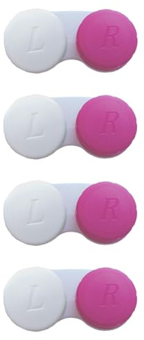 Smanzu 4 Pack Contact lens case Bulk Contact Lens Soak Storage Box Holder Container(Red)
